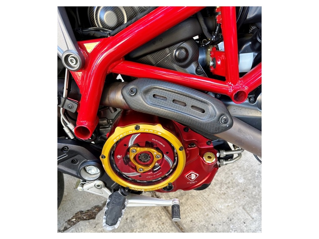 Tapa Clutch Ducabike 3D EVO Transparente Aro Rojo