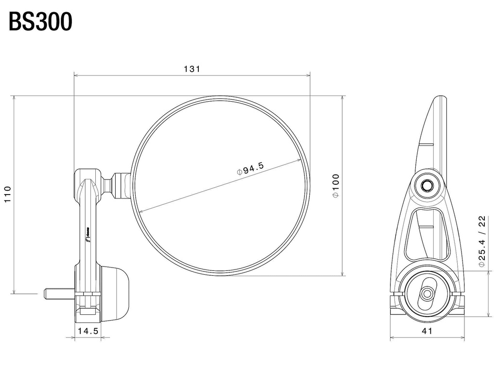 Espejo Rizoma Spy-ARM Ø94.5mm Reversible 3