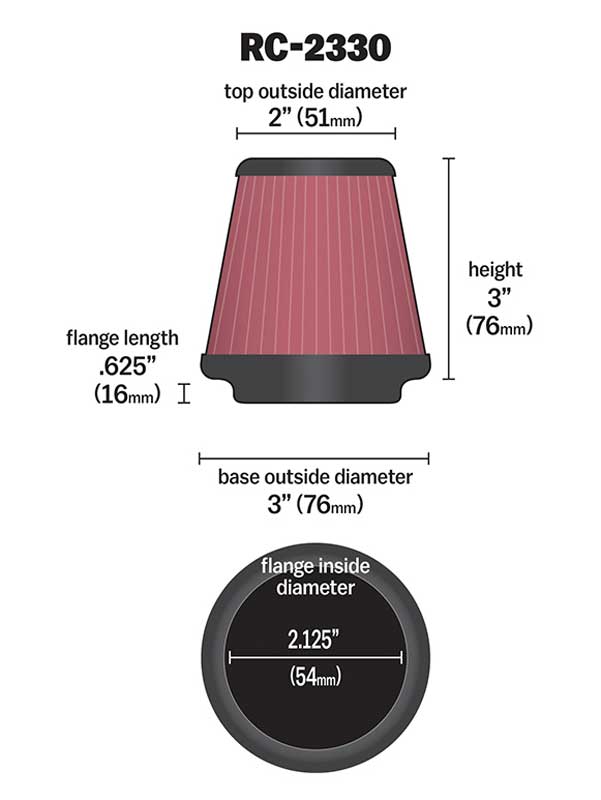 Filtro Aire K&N Alto Flujo Universal con Abrazadera 1