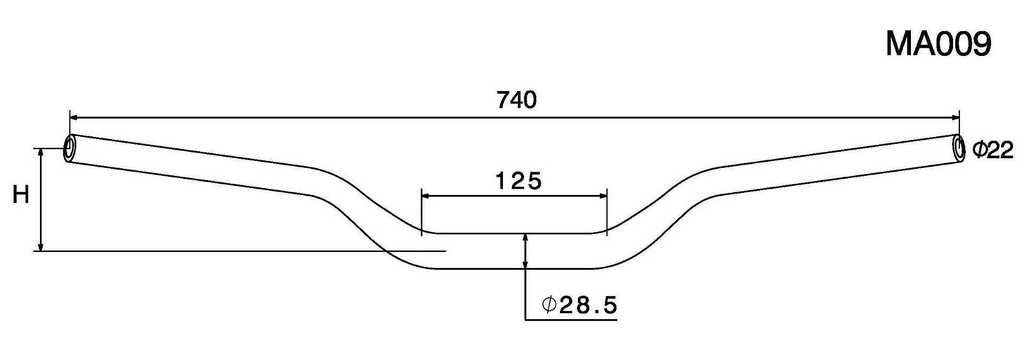 Manubrio Rizoma 22-29 L1-740mm / L2-125mm / H55mm / Peso 0.56k 1