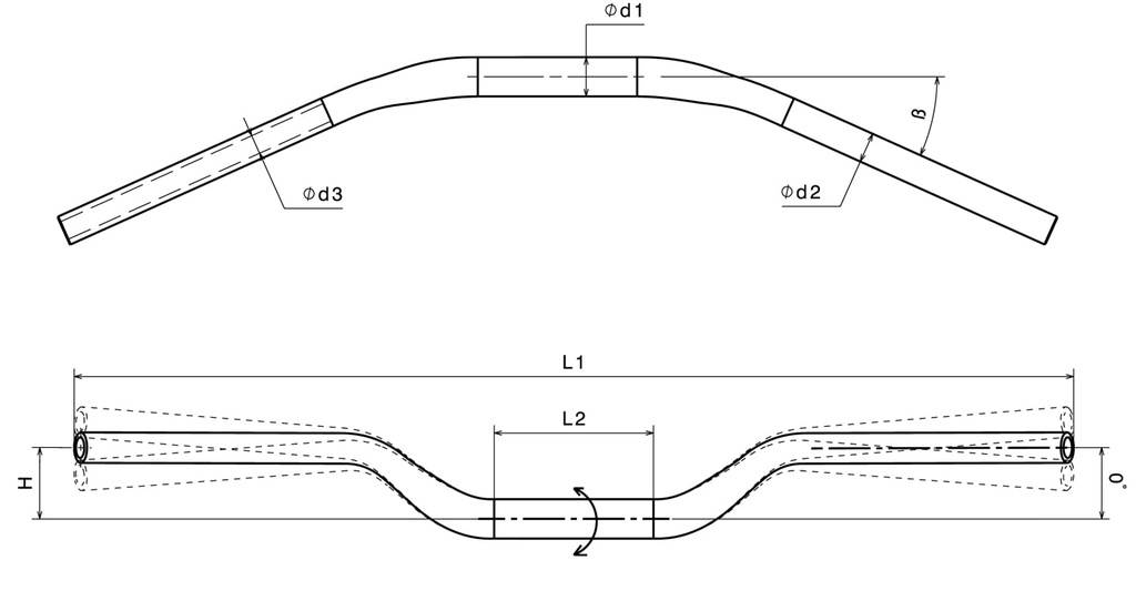 Manubrio Rizoma Drag Bar 22-29 / L1-755 / L2-125 / 10 Grados / Peso 0.52k 5