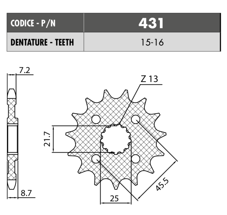 Piñon de Salida 525 x 16 Dientes Z900 / Z1000 / Versys 1000 2