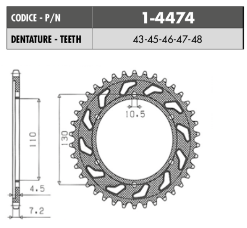 Catalina 525 x 45 Dientes MT-07 / MT-10 / R6 / GSX-R600 Acero 1