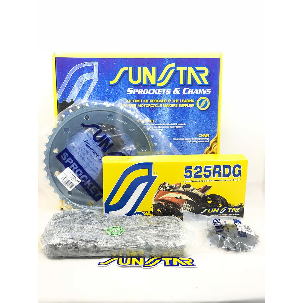 [K525RDG047] Kit Arrastre Sunstar BMW F800GS Acero Con Cadena 116N Natural