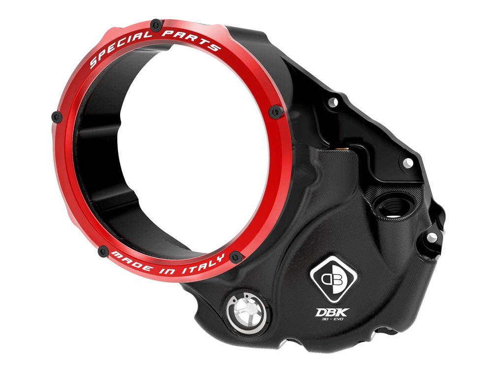[CCDV05DA] Tapa Clutch Ducabike 3D EVO Transparente Aro Rojo
