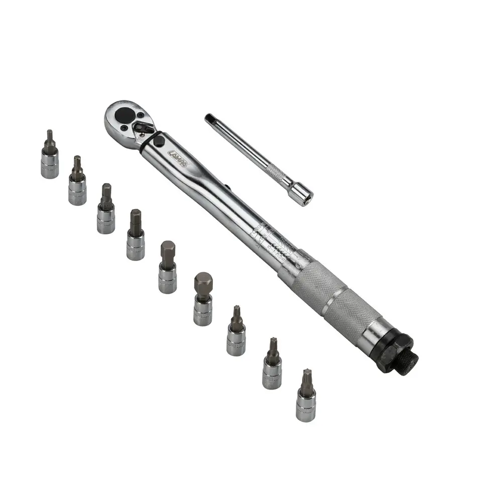 Llave dinamométrica con carraca reversible 1/4" - 5-25 Nm Adap Incl