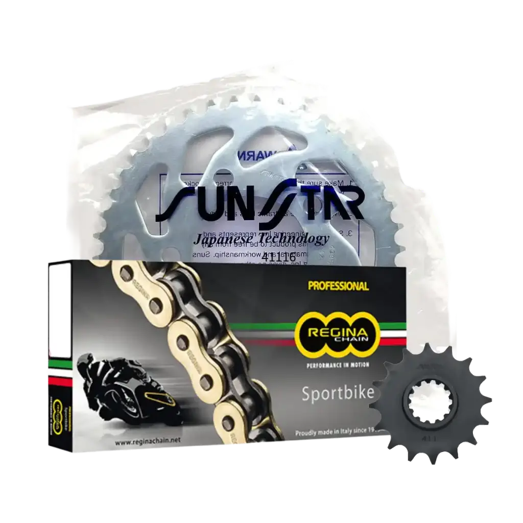 [41116+1-4335-42+137ZRP/011] Kit arrastre Regina 525  Honda Africa Twin Piñones Sunstar  16x42 -124