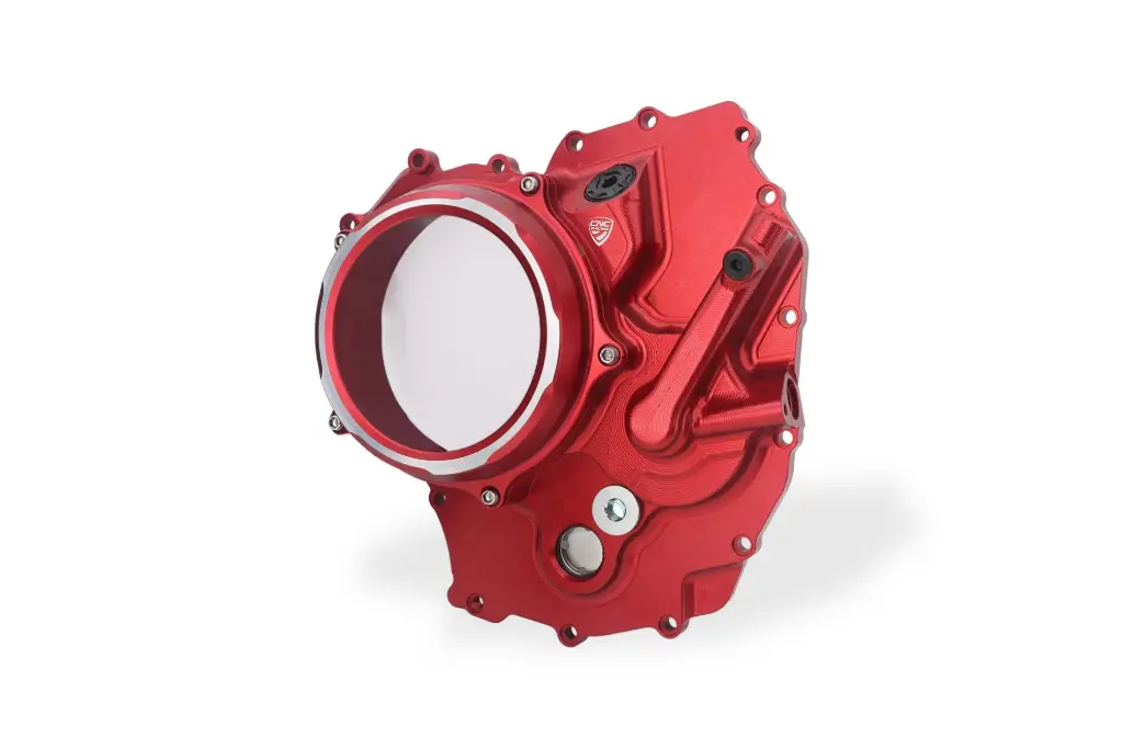 [CA511RR] Tapa Clutch Transparente CNC Ducati Panigale V2 25/ Multi V2 25 / Streetfighter V2 25 (Rojo)
