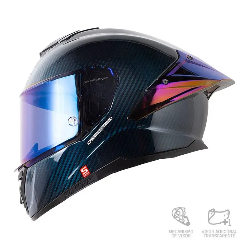 [187266] Casco Integral Shaft Pro 620C EVO Carbono Azul Visor Iridium Azul (M)