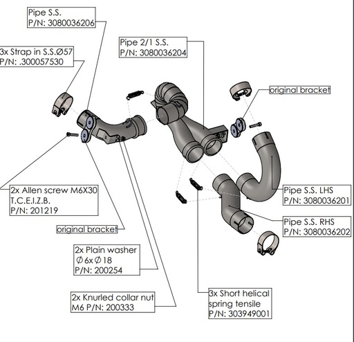 [80036] Tuberia Eliminador Catalizador Ducati Multistrada V4/V4 S/Pikes Peak