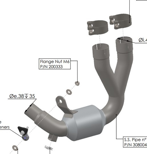 [80045] Tuberia Eliminador Catalizador Ducati Scrambler Icon/ Nightshift/ Full Throttle inox
