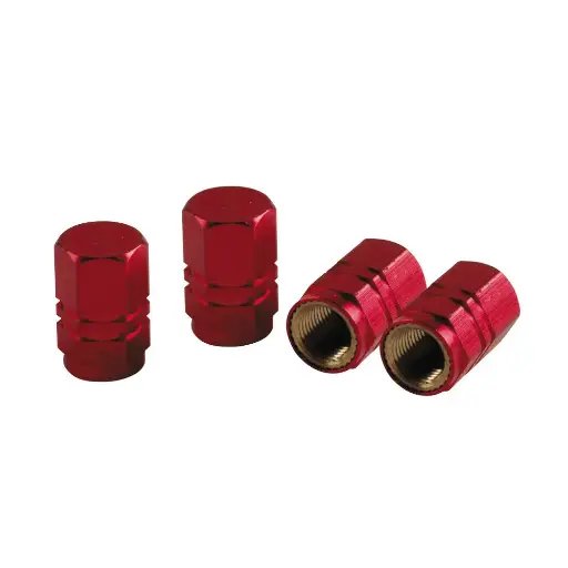 [02505] Tapa válvulas Aluminio Sport-Cap Hexagonal 4 Unid Rojo
