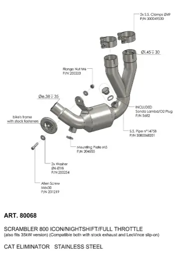 [80068] Tuberia Full System Ducati Scrambler Icon / Nightshift / FullThN