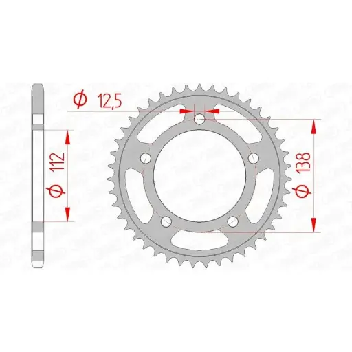 [10627-41] Catalina 520 x 41 Dientes Afam Honda CB500 CBR500 en Acero